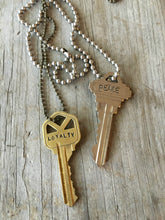 Handstampd Vintage Key Necklaces Loyalty and Peace