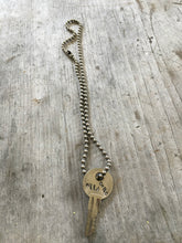 Hand Stamped Upcycled Key Necklace WILD CHILD with 16" vintage ball chain
