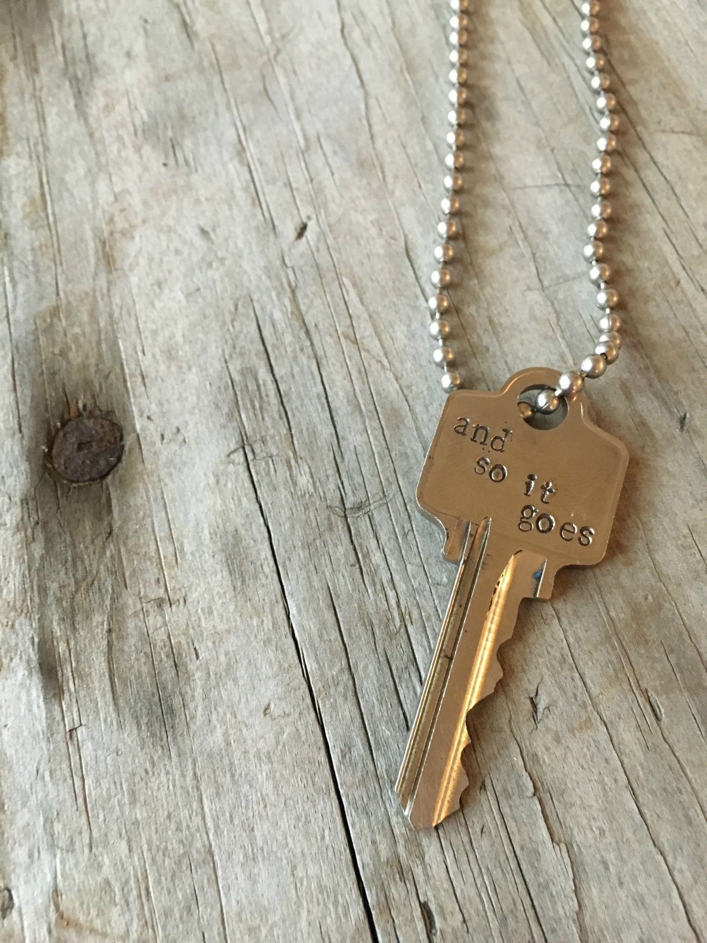 Stamped Key Necklace - AND SO IT GOES - #3710