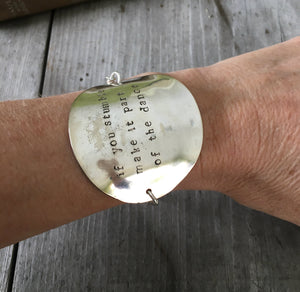 Stamped Spoon Bracelet If You Stumble Make it Part of the Dance Shown on Model