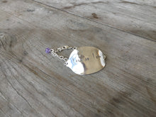 Stamped Spoon Bracelet Love is Love with lavender glass bead