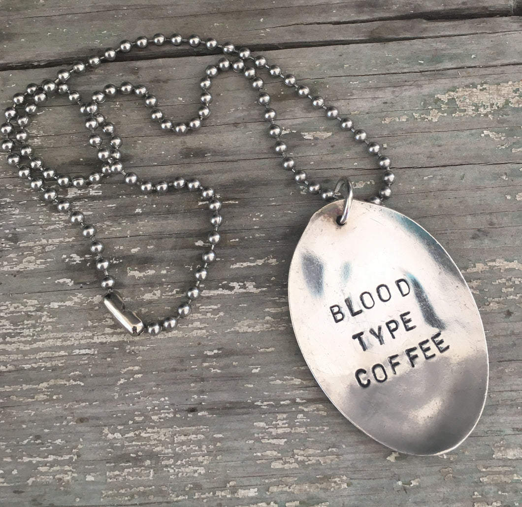 Stamped Spoon Necklace - BLOOD TYPE COFFEE