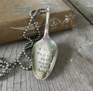 Silverware necklace from vintage silverplate spoon handstamped