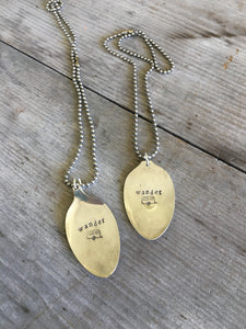 Hand Stamped Stamped Spoon Necklace Wander with Airstream Trailer