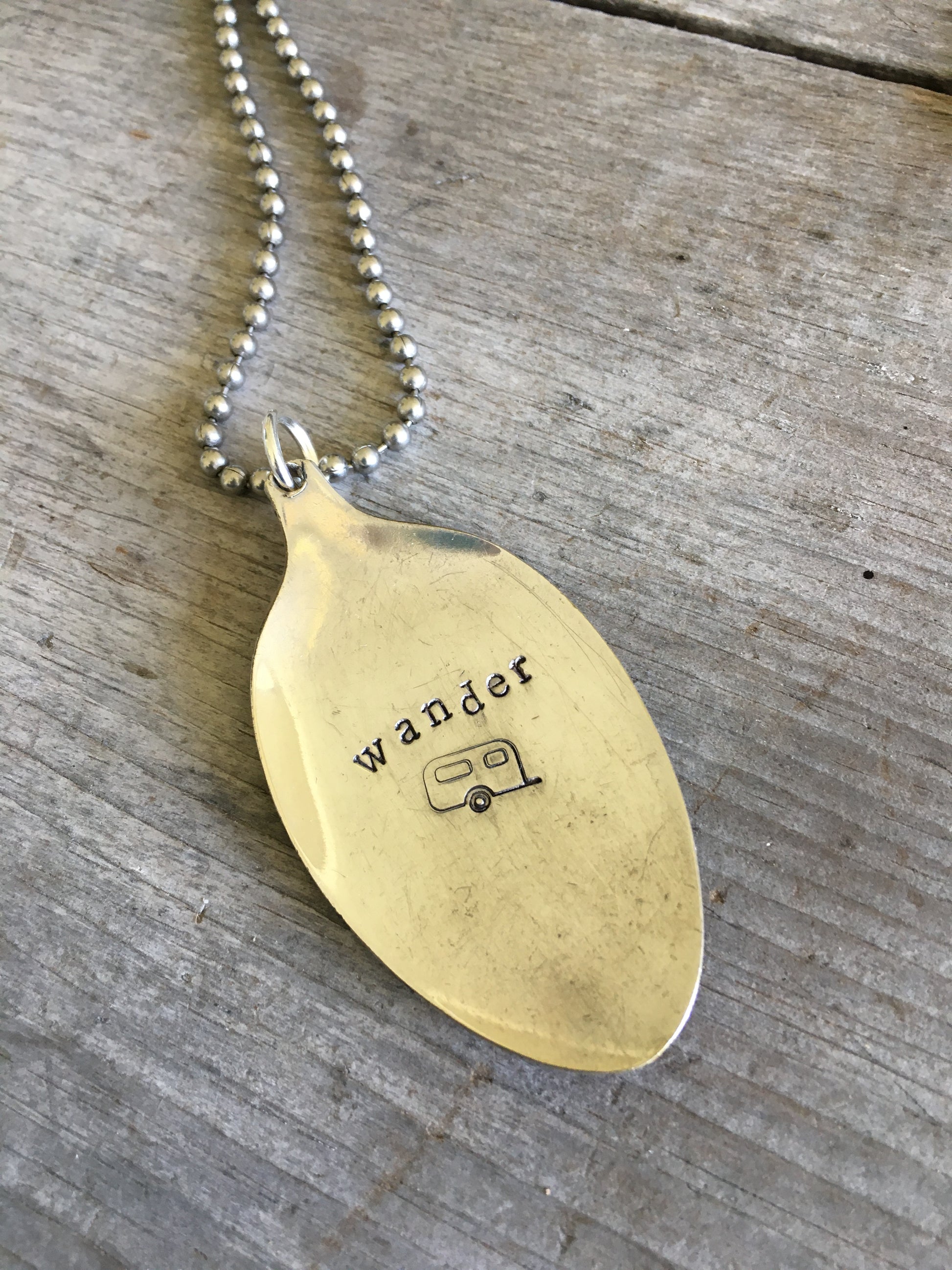 Silverware Jewelry Hand Stamped Wander with Airstream Trailer