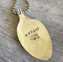 Handmade Spoon Necklace Stamped Wander with Airstream Trailer
