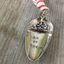 Upcycled spoon ornament with manger and cross shape north star