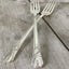 Pair of handstamped vintage silverplate forks for cake table  stamped his hers