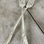 Vintage silverplate forks handstamped his and hers for wedding cake at vintage wedding