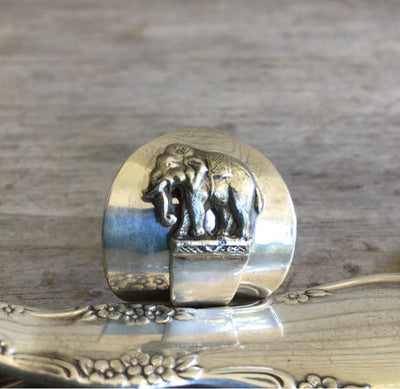 Sterling Spoon Cuff Ring - ELEPHANT - #4432