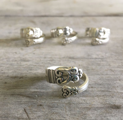 Sterling silver Royal Danish spoon ring by International Silver featuring clean Scandinavian design from 1939