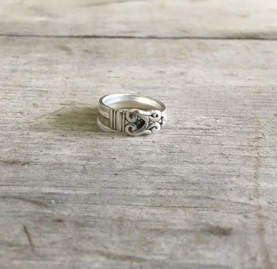 Sterling silver Royal Danish spoon ring made from vintage International Silver demitasse - upcycled Scandinavian-inspired jewelry