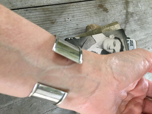 Sterling napkin ring cuff bracelet monogrammed Alice Shown on Arm