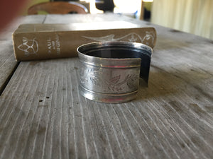 Antique Silver Monogram Napkin Ring Cuff Bracelet Most Likely Sterling