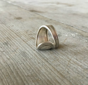 Sterling Silver spoon ring standing on end