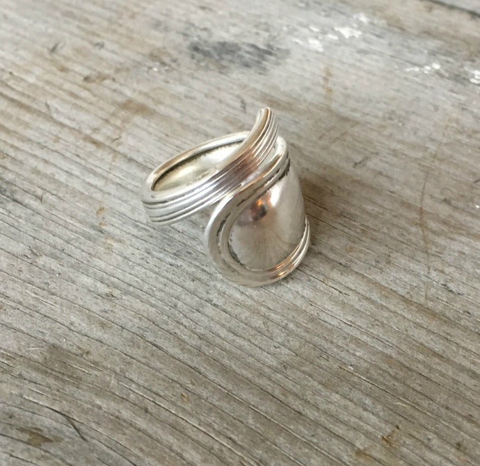 Sterling Silver Coil Wrap Spoon Ring Size 8