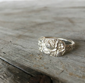 Sterling Silver Spoon Ring From Repousse Demi Tass Spoon 