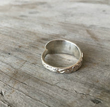 Sterling Silver Spoon Ring From Demi Tasse Spoon wit Floral Relief