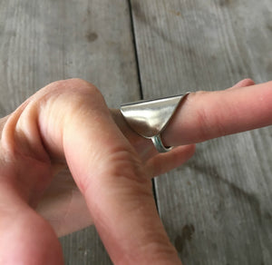Sterling Whole Spoon Cuff Ring Shown on Finger