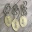 Handcrafted THE LAKE IS MY HAPPY PLACE stamped spoon necklaces on vintage 1970s ball chains, upcycled silverplate lake life jewelry
