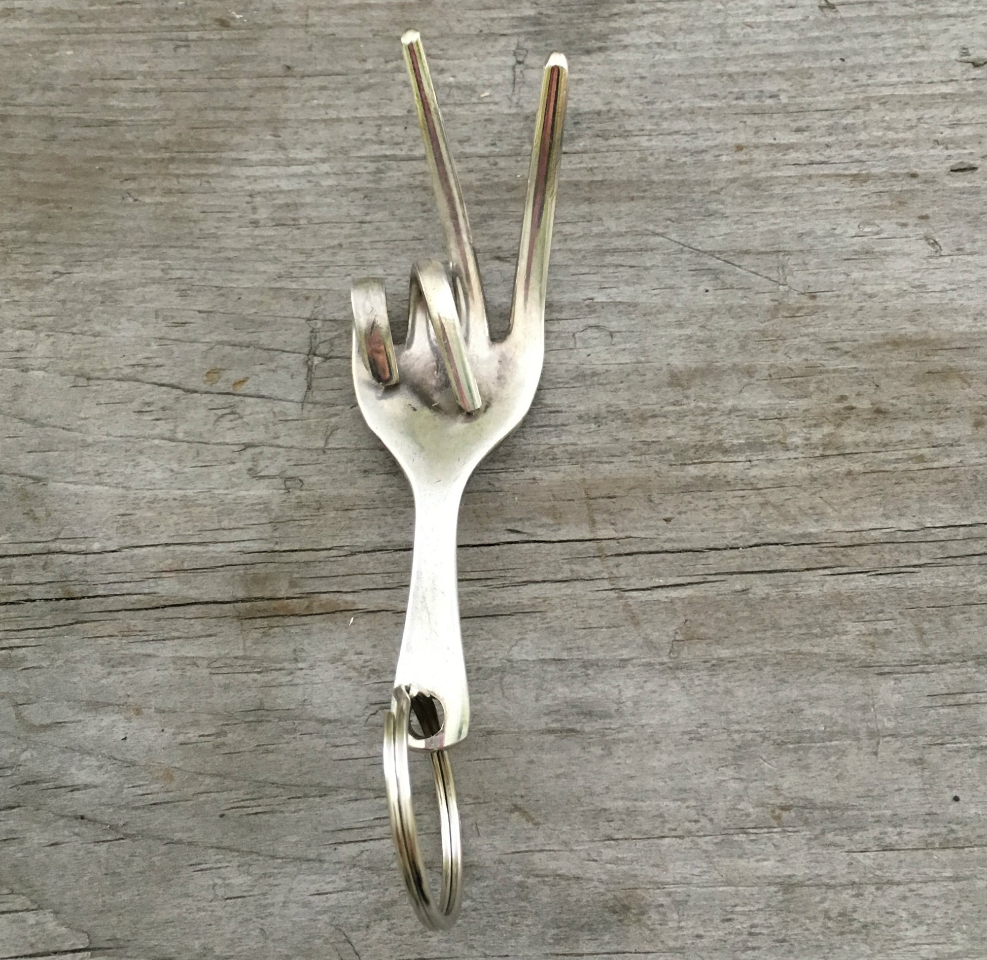 Upcycled Fork Peace Keychain