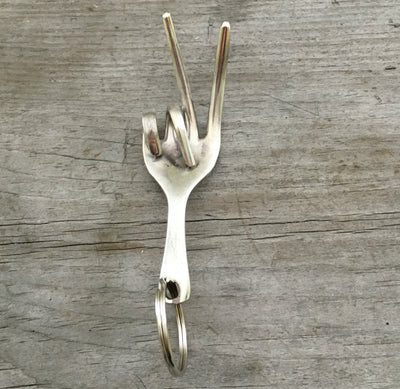 Upcycled Fork Peace Keychain