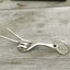 Side View of Fork Keychain bent to look like the hand gesture for the symbol of peace