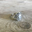 Close-up of intricate paisley and curly-q flourishes on sterling silver spoon ring - Sterling spoon ring - handcrafted from upcycled vintage silverware - Laughing Frog Studio