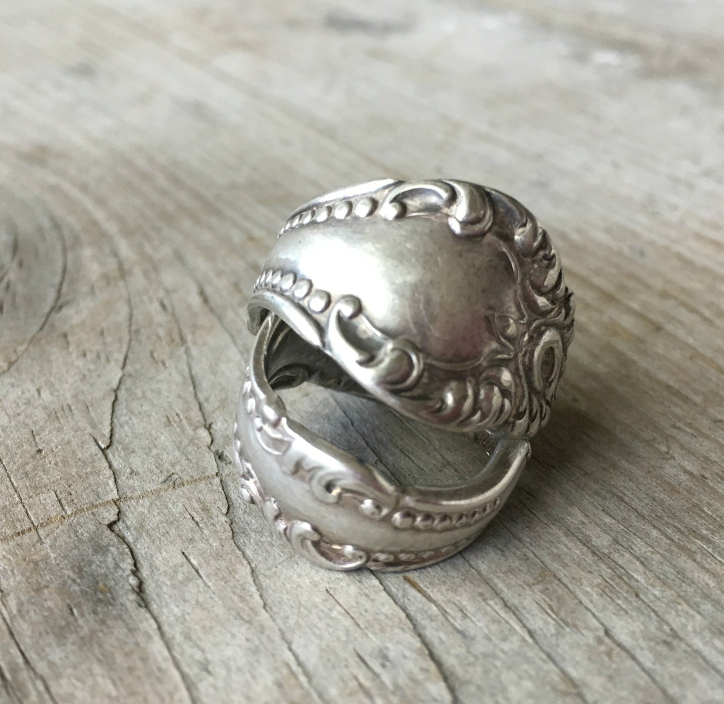 Pair of Spoon Rings from Antique Spoon William A. Rogers Carlton 1898 nested upon one another