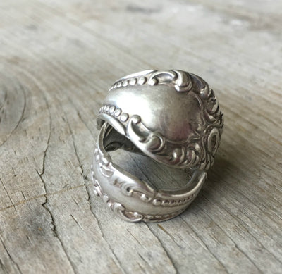 Pair of Spoon Rings from Antique Spoon William A. Rogers Carlton 1898 nested upon one another