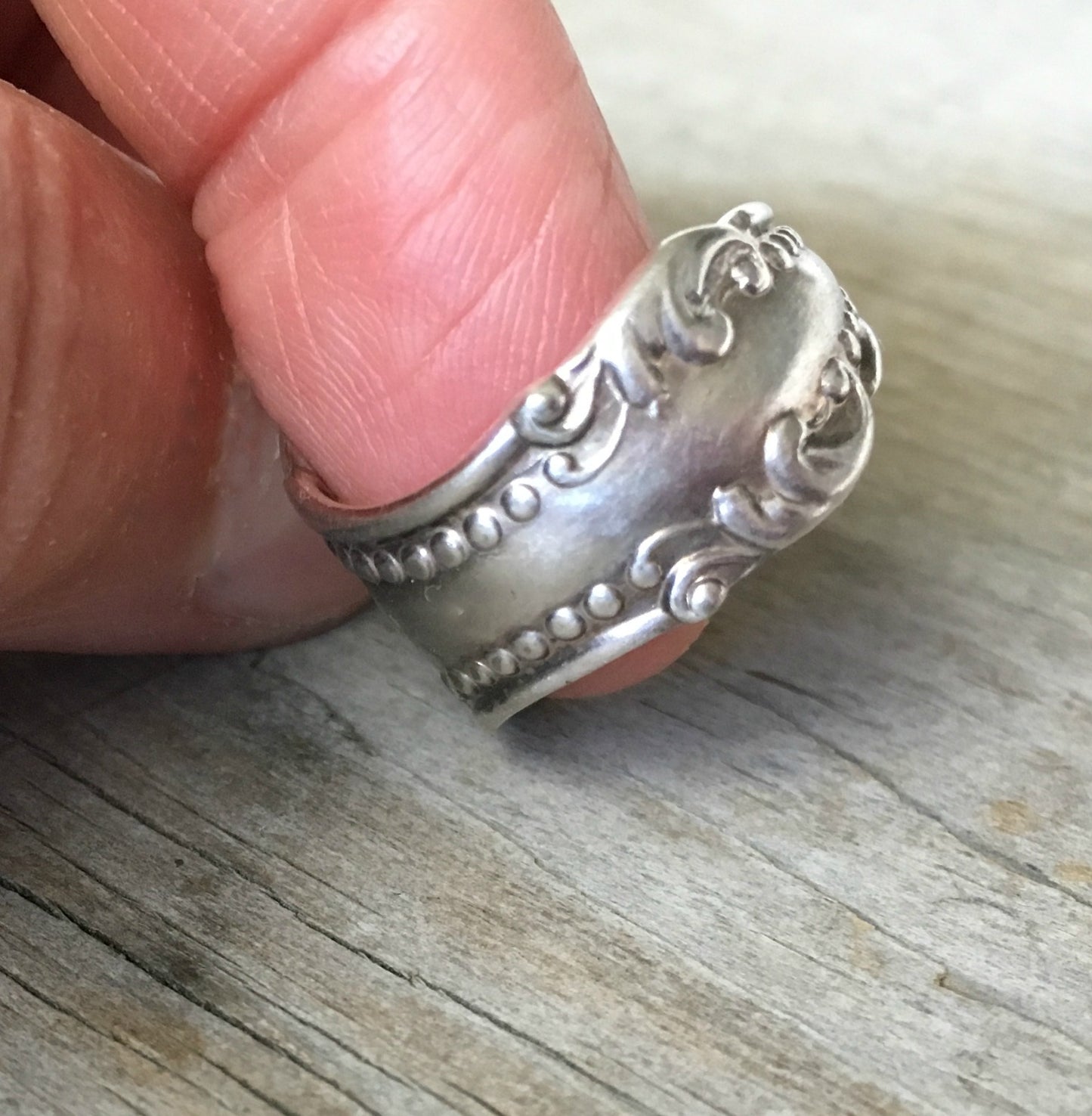 upcycled silverware Ring from Antique Spoon William A. Rogers Carlton 1898