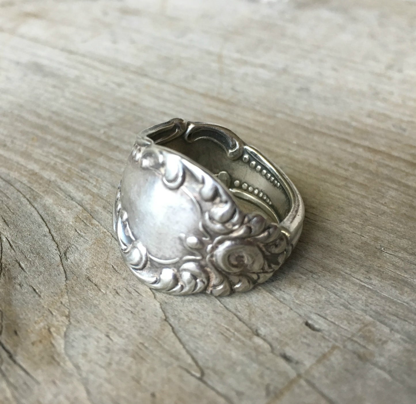 Spoon Ring from Antique Spoon Handle Angle 1