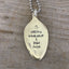 Detail of COFFEE WEEKENDS & LAKE DAYS stamped spoon pendant on ball chain, layerable gypsy style jewelry
