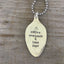 Detail of COFFEE WEEKENDS & LAKE DAYS stamped spoon pendant on vintage ball chain summer jewelry