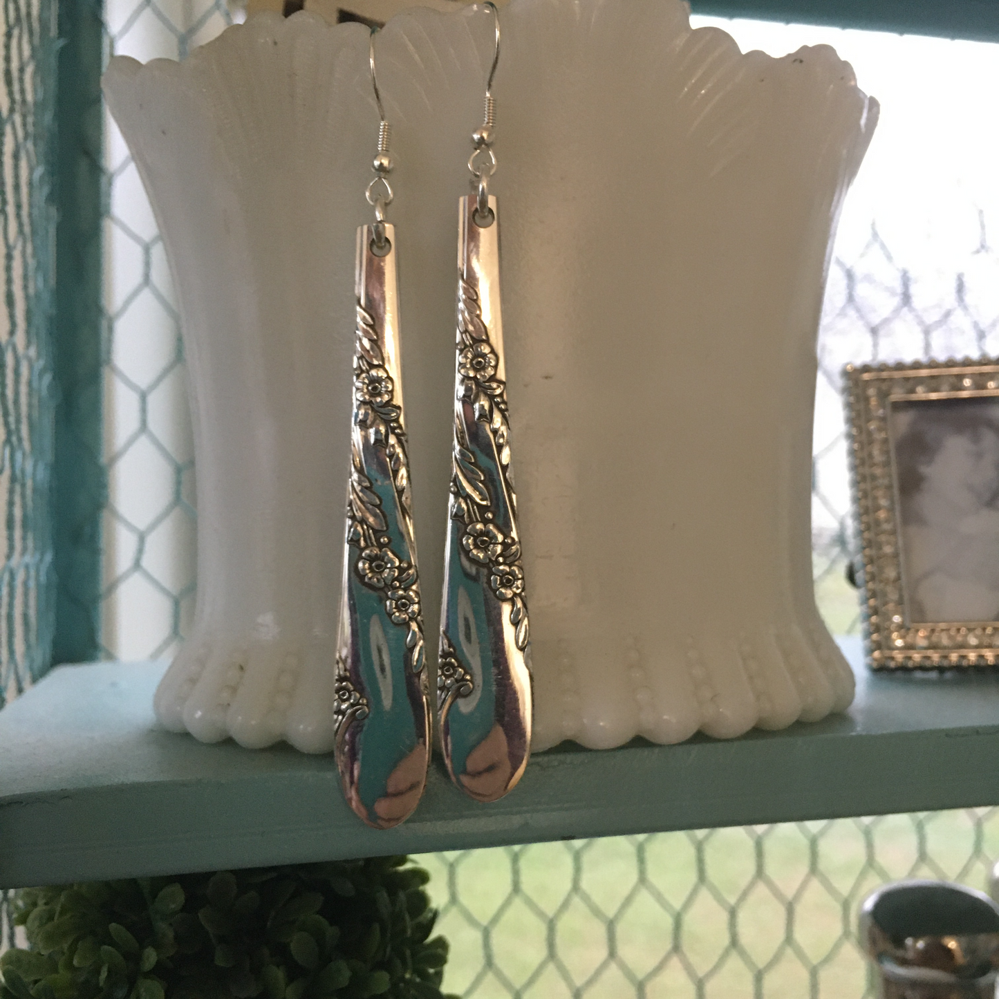 Spoon Earrings - Bridal Wreath