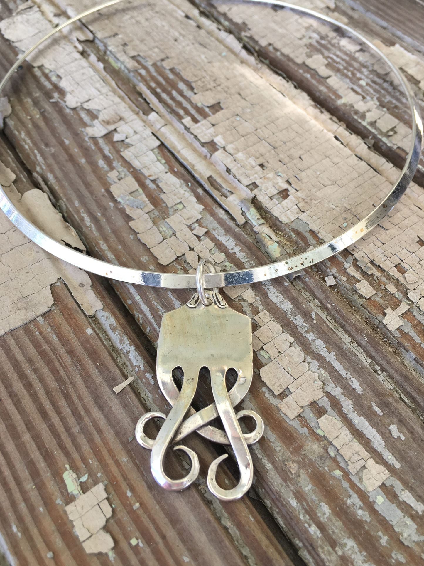 Sterling Fork TEMPEST Pendant Cuff Necklace