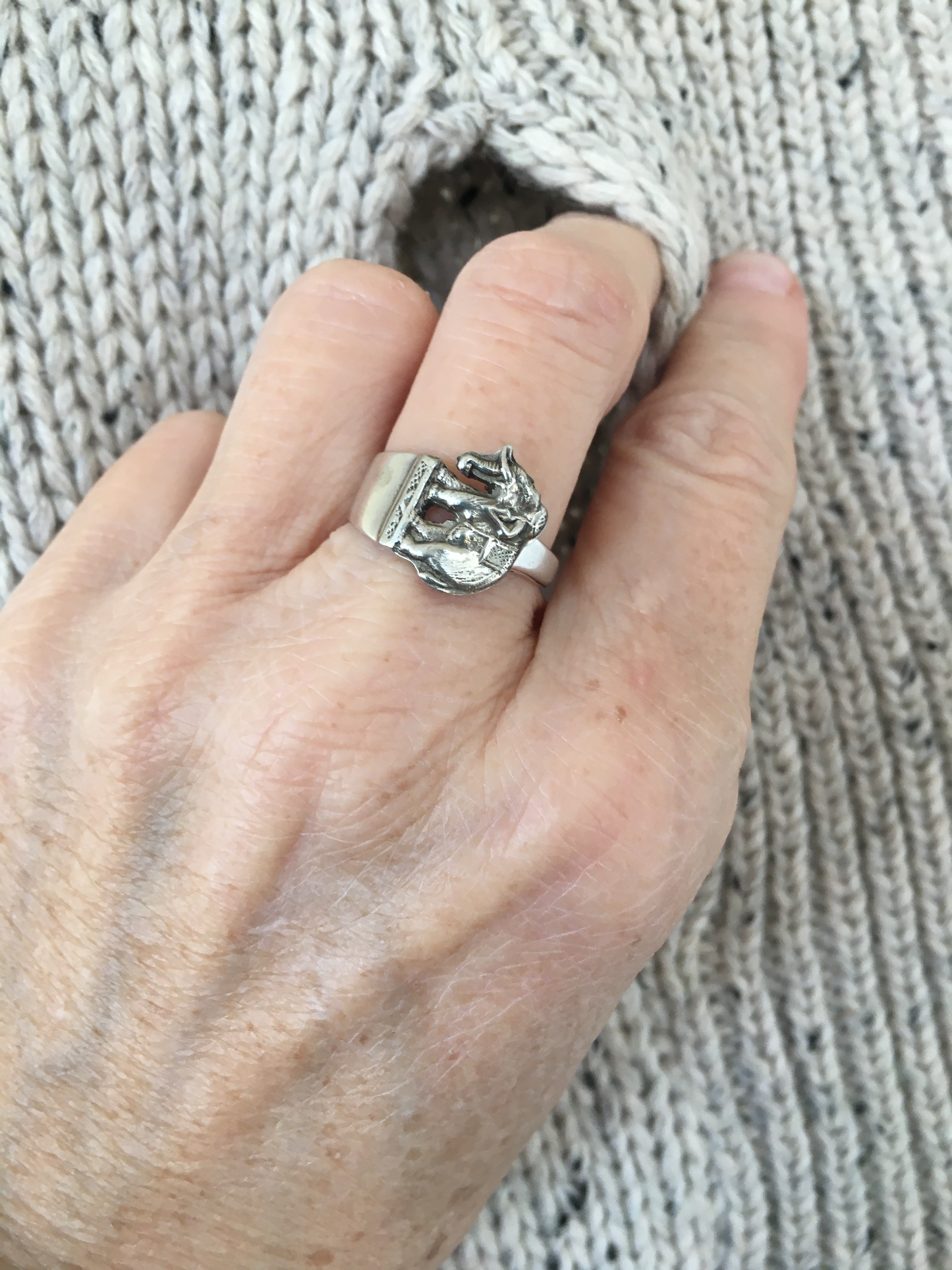 Sterling Spoon Ring Elephant