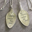 Handcrafted FRIENDS ANCHOR THE SOUL stamped spoon necklaces with pewter anchor charms on silverplate chains, upcycled vintage silverware jewelry
