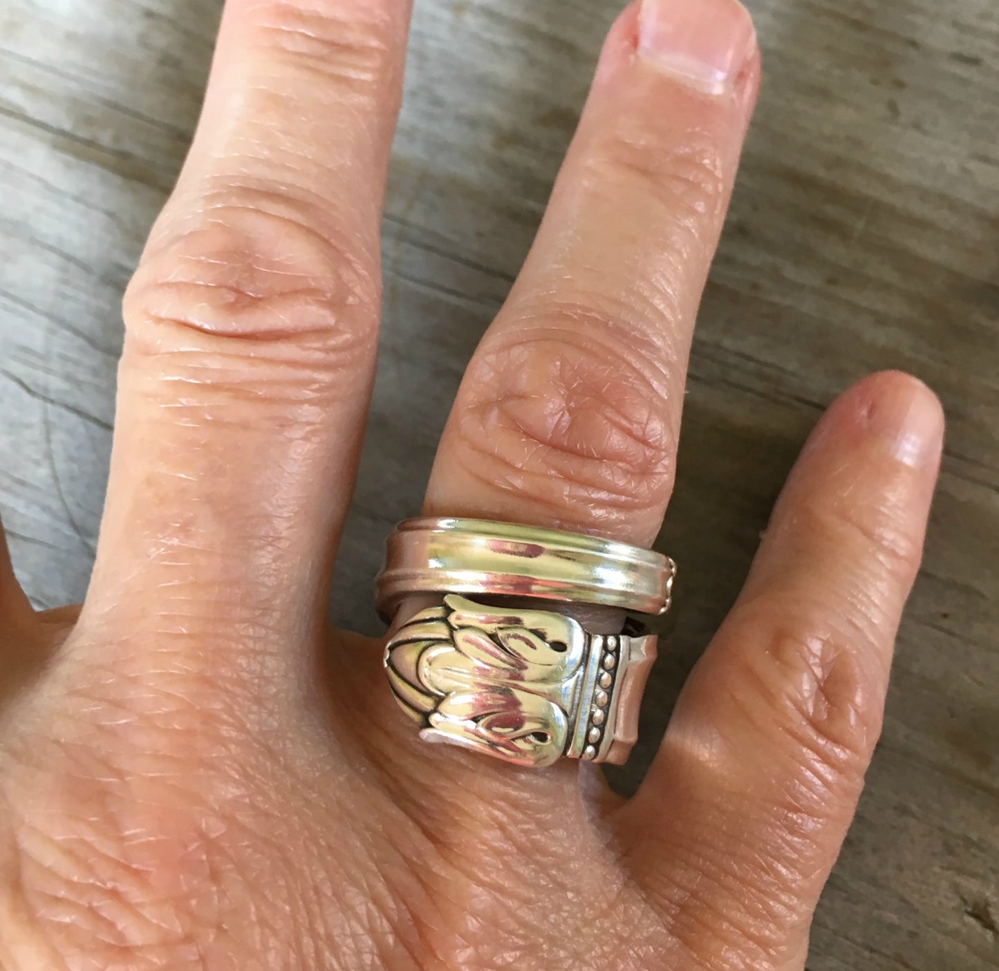 Danish Princess Spoon Ring shown on Model's Hand