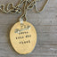 Close-up of JESUS TAKE THE WHEEL hand-stamped spoon pendant with truck charm showing reclaimed vintage silverware, 3.375 inches long