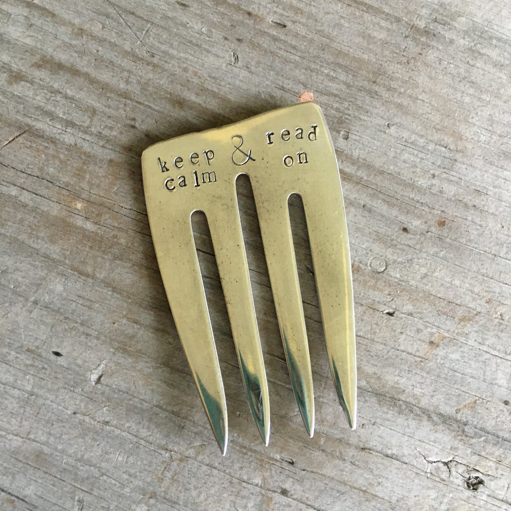 Keep Calm & Read On Bookmark Upcycled Fork Bookmark