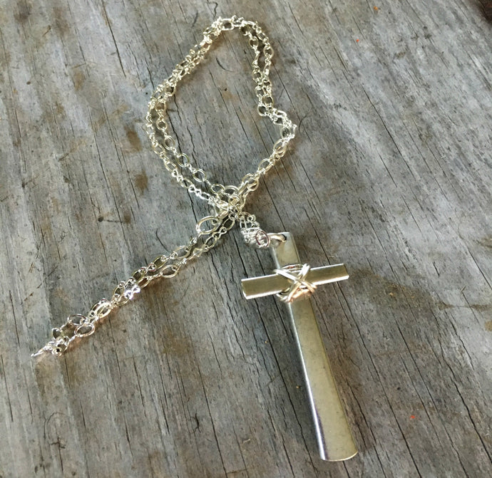 Scrap Cross Necklace - #4134