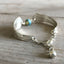 Handmade Spoon Bracelet Featuring Aqua Blue Czech Glass Bead