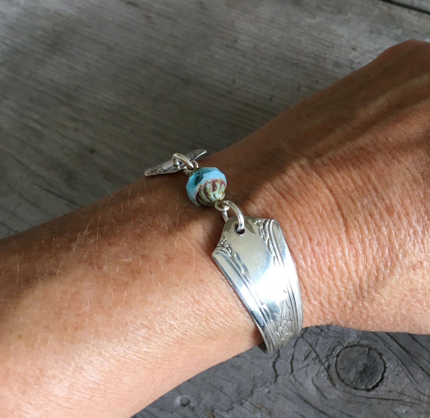 Spoon Bracelet with Glass bead on Model